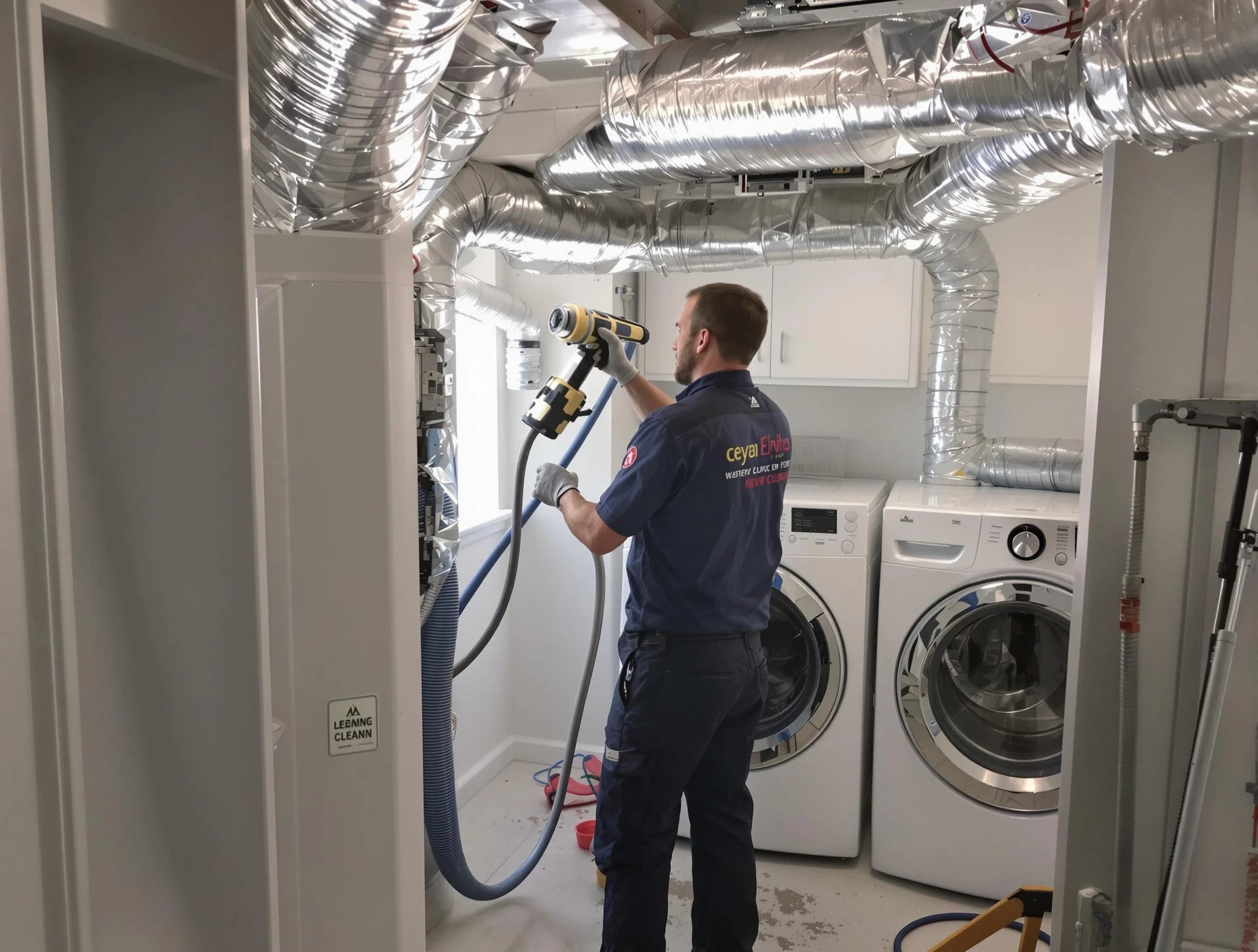 Providence Dryer Vent Cleaning specialist using advanced equipment for thorough duct cleaning in Providence