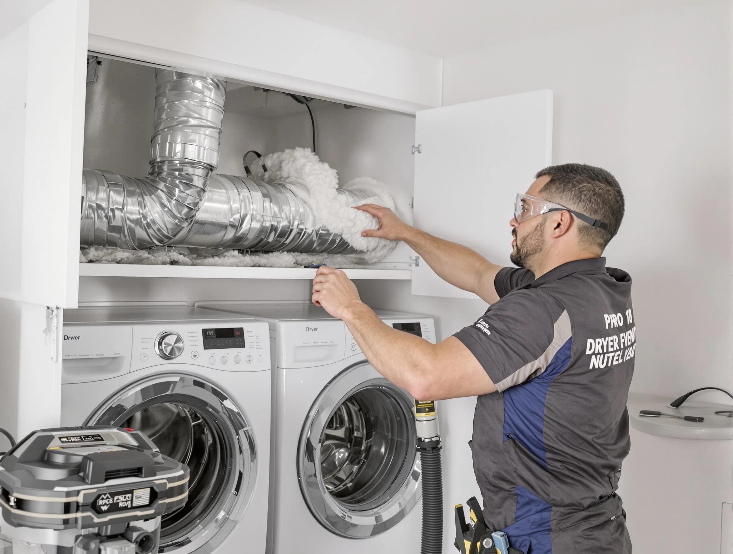Providence Dryer Vent Cleaning certified technician performing specialized gas dryer vent cleaning in Providence