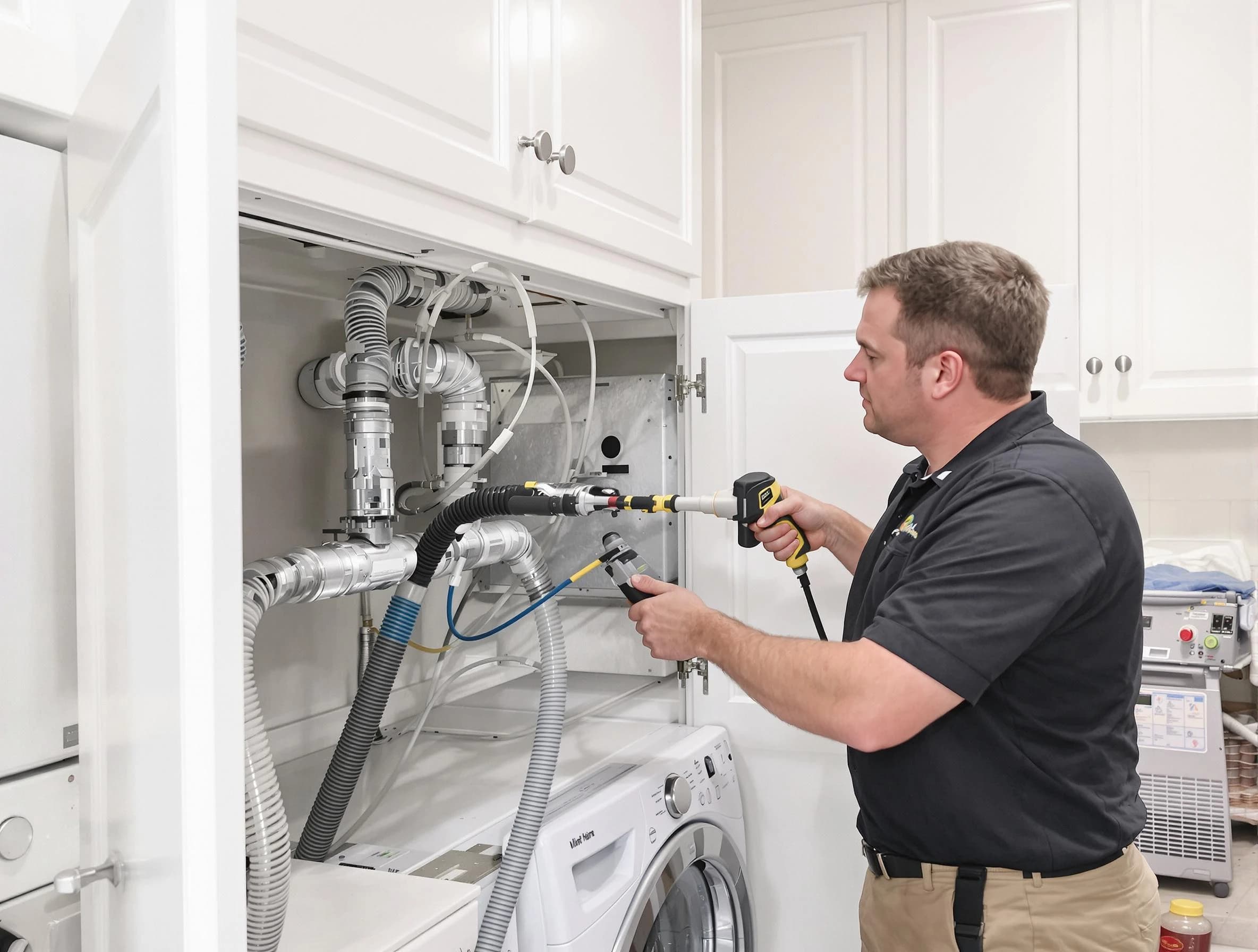 Providence Dryer Vent Cleaning professional removing severe blockage from a clogged dryer vent in Providence