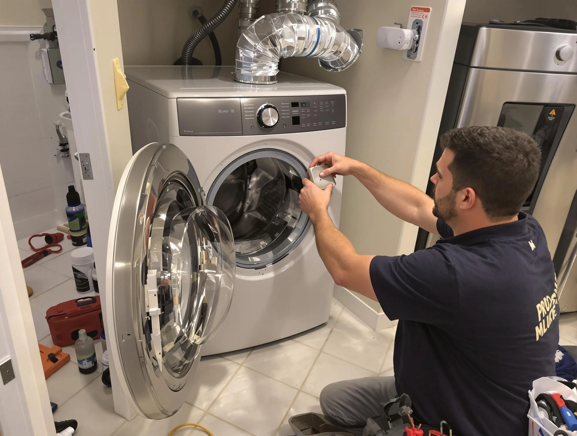Providence Dryer Vent Cleaning technician performing precise dryer vent hose installation in Providence