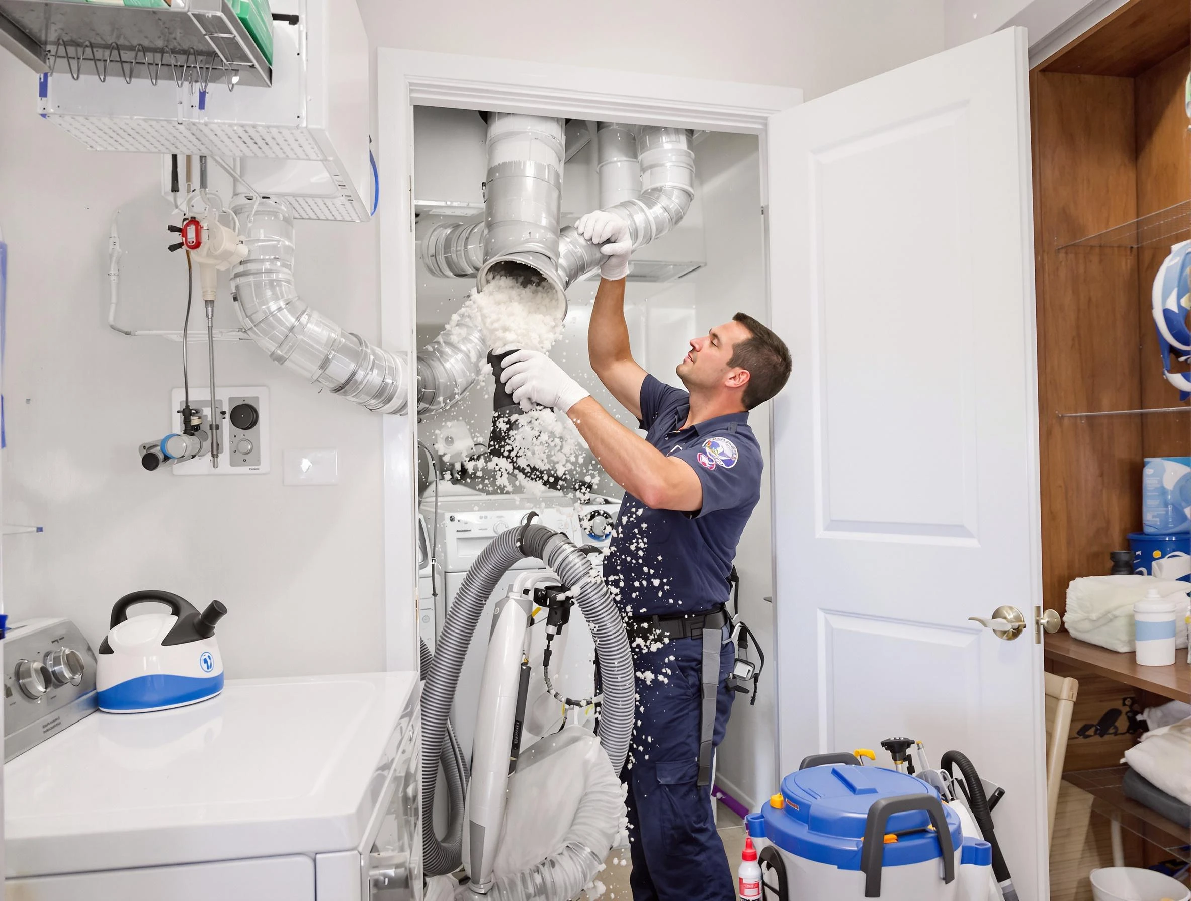 Providence Dryer Vent Cleaning technician delivering thorough residential dryer vent cleaning service in Providence